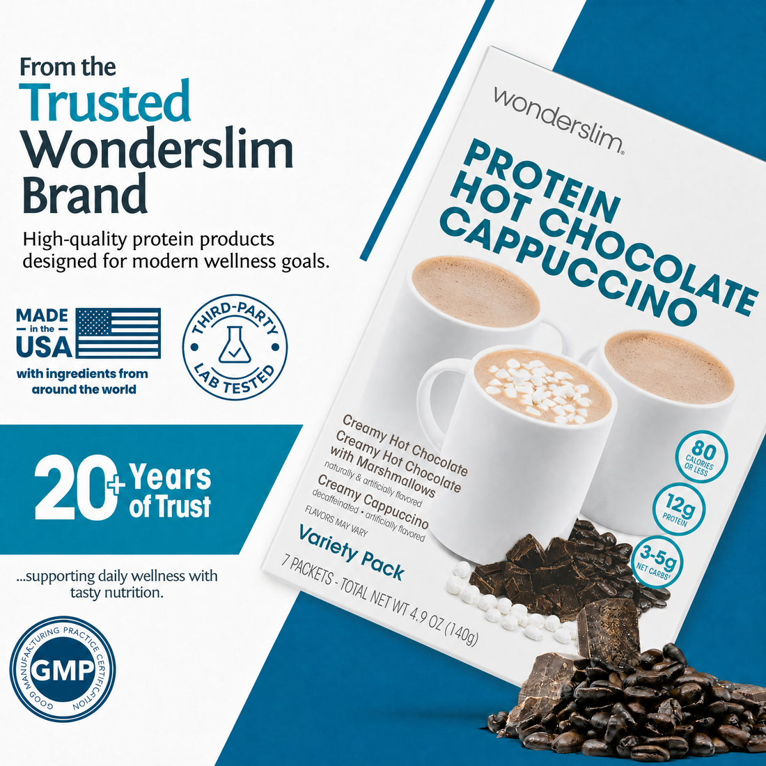 Protein Cappuccino & Hot Chocolate Drink | 7-Pack – Diet Direct