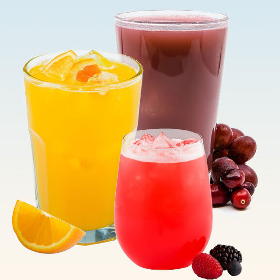 Tangy Orange Fruit Drink, Cran Grape Protein Fruit Drink, Berry Blend Fruit Drink