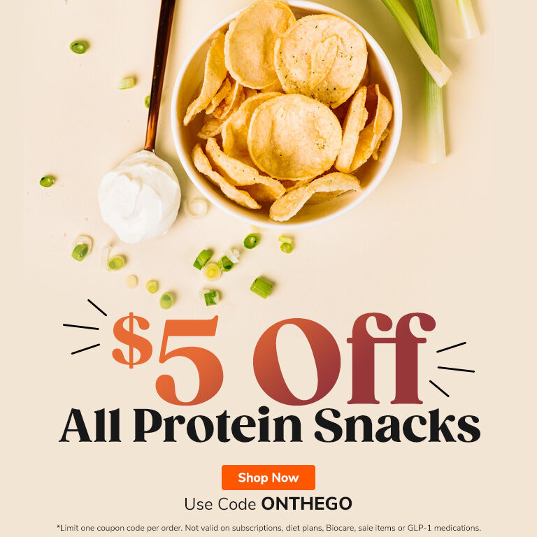 $5 Off All Protein Snacks. Shop Now. Use Code ONTHEGO