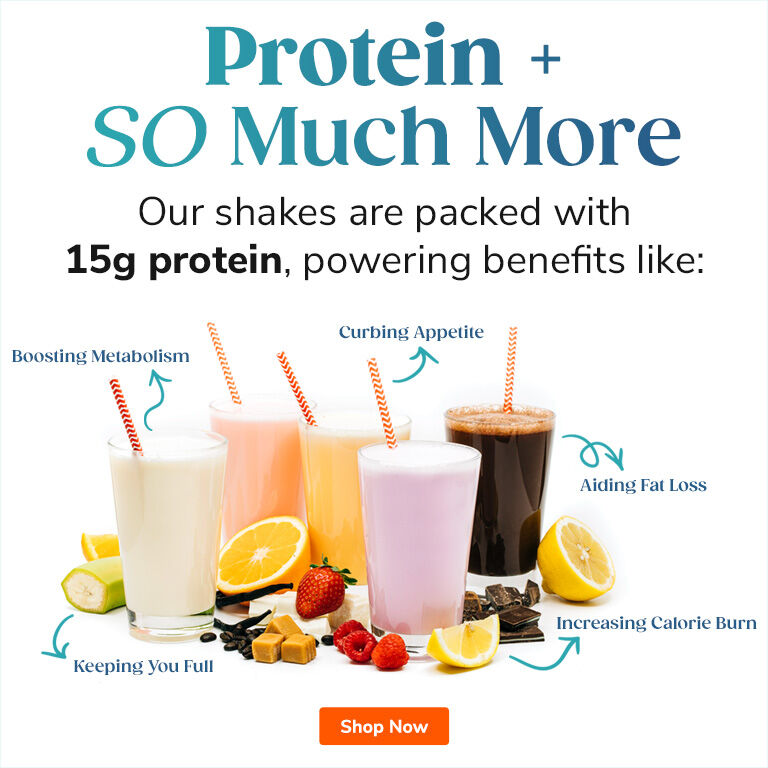 Protein + SO Much More
Our shakes are packed with 15g protein and have powering benefits. 
Shop Now >>
