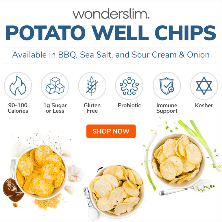 WonderSlim Potato Well Chips - Available in BBQ, Sea Salt, and Sour Cream & Onion