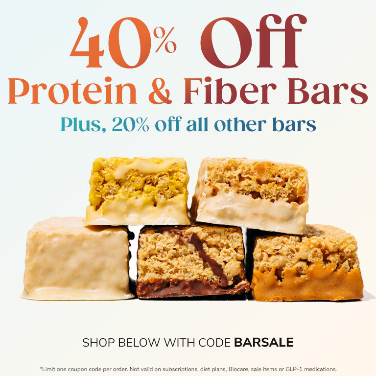 40% Off Protein & Fiber Bars! Plus, 20% Off All Other Protein Bars. Shop below with code BARSALE