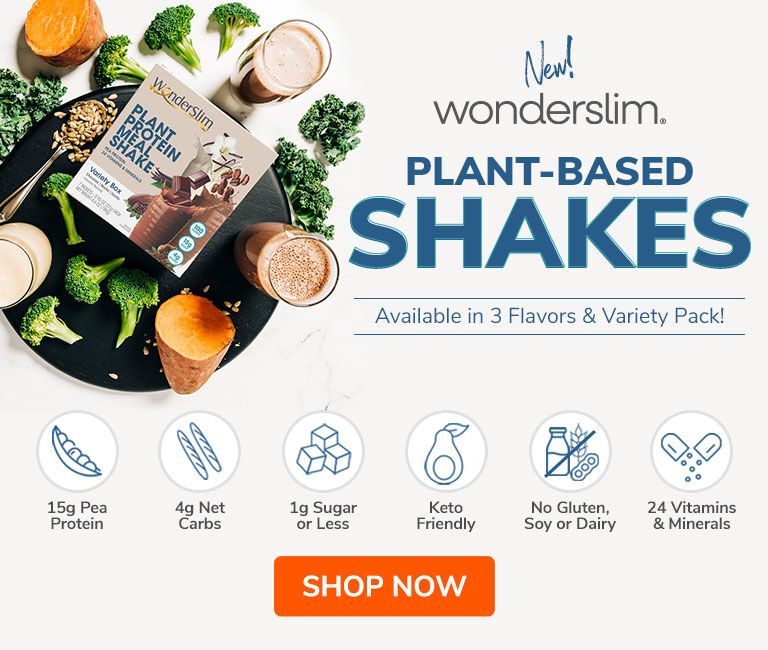 New! WonderSlim Plant-Based Shakes - Available in 3 Flavors & Variety Pack!