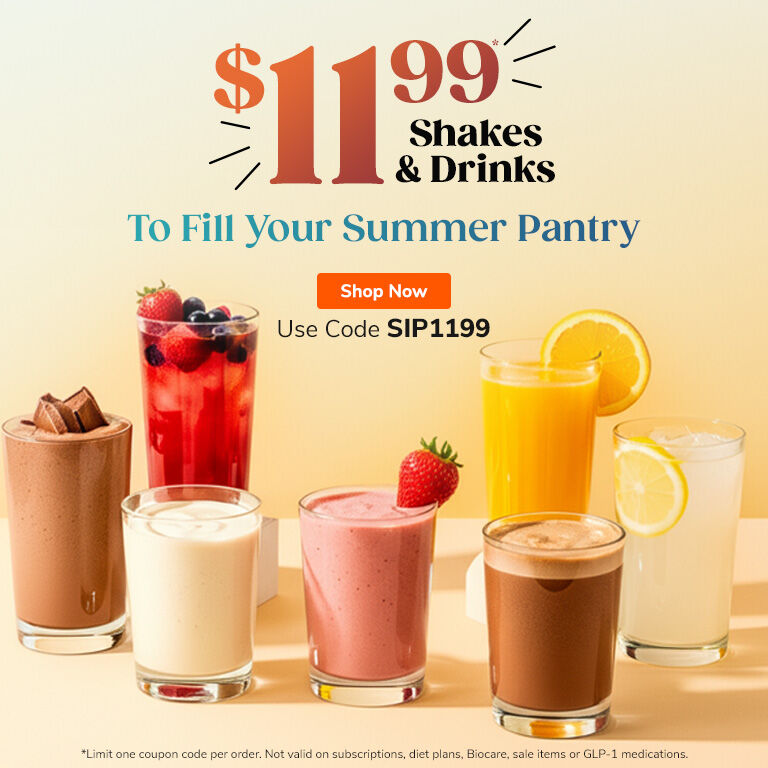 $11.99* Shakes & Drinks To Fill Your Summer Pantry. Shop Now. Use Code SIP1199