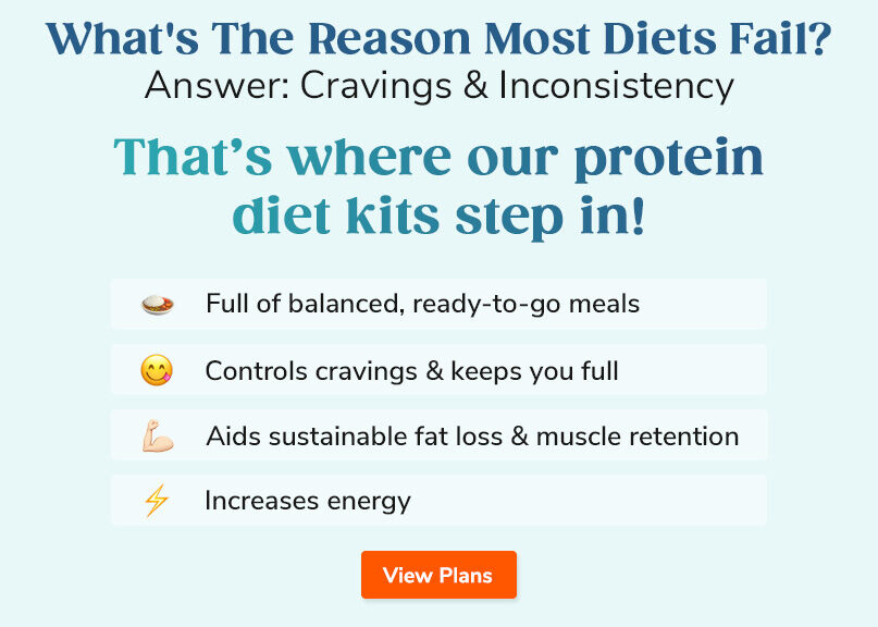 What's The Reason Most Diets Fail? Answer: Cravings & Inconsistency. That's where our protein diet kits step in! View Plans