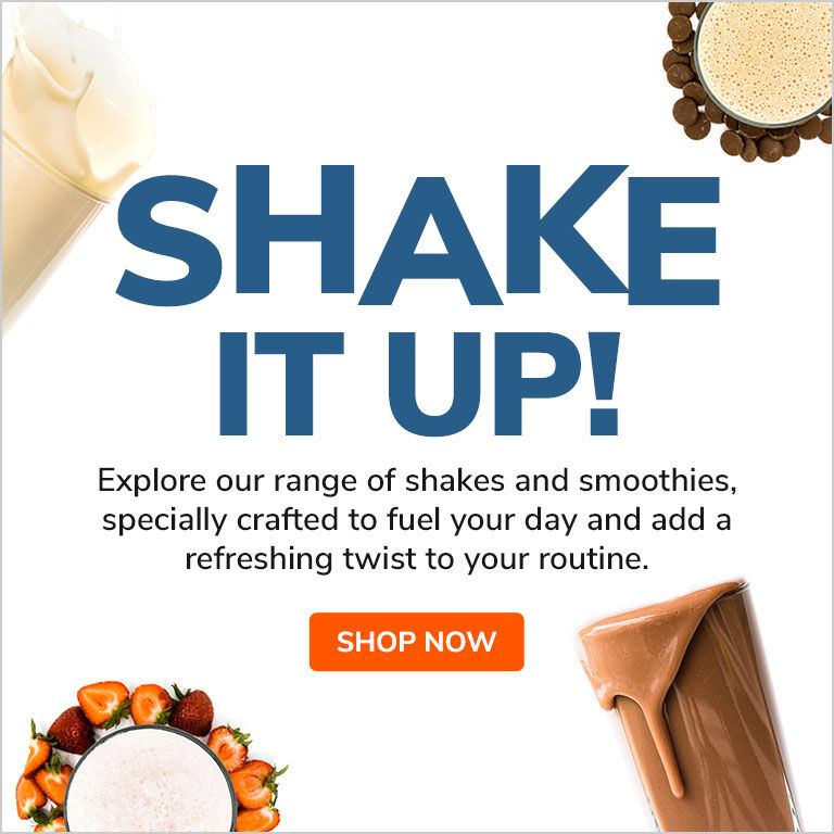 SHAKE IT UP! Explore our range of shakes and smoothies, specially crafted to fuel your day. 