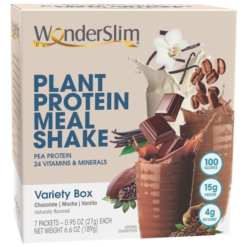 Plant Protein Meal Replacement Shake, Variety Pack (7ct), WonderSlim