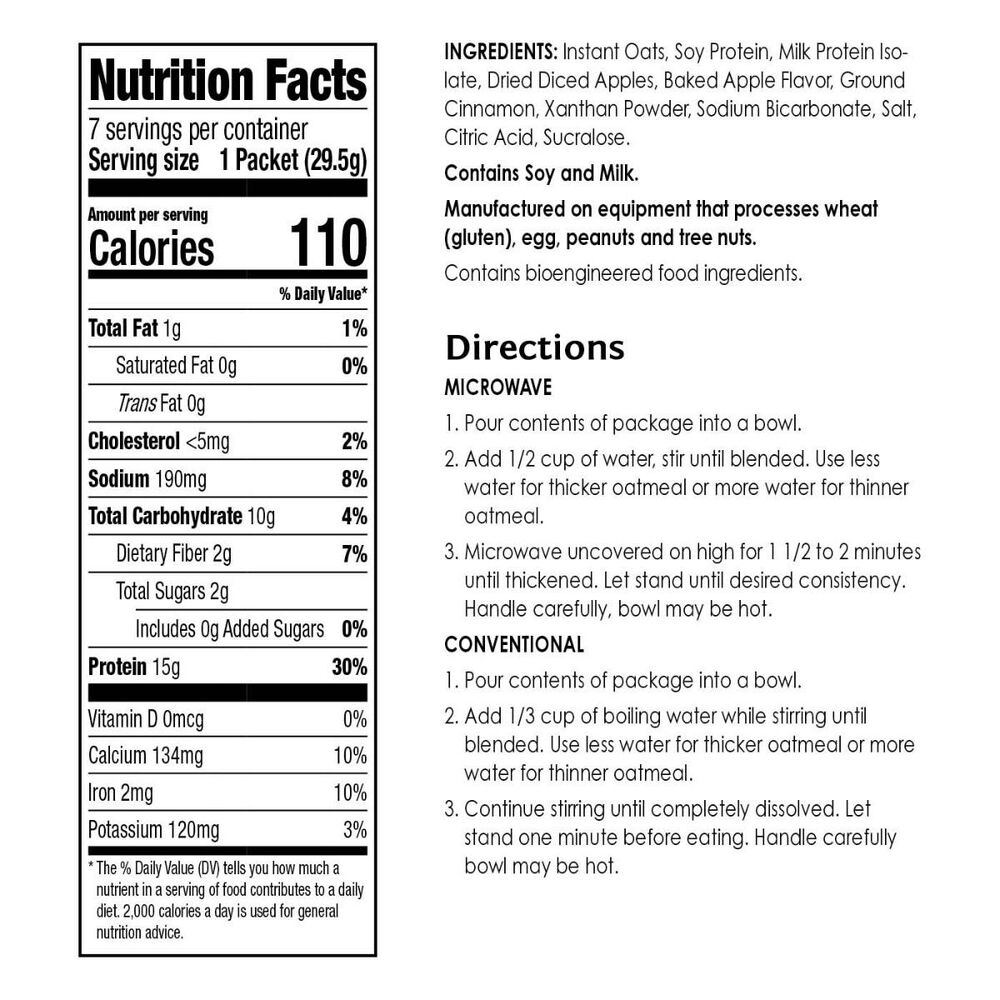 Protein Oatmeal Apples & Cinnamon (7ct), BariWise DietDirect