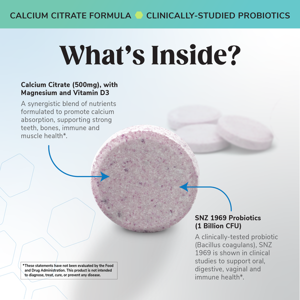 Chewable Calcium Citrate 500mg with Vitamin D3, Magnesium & Probiotics image number null
