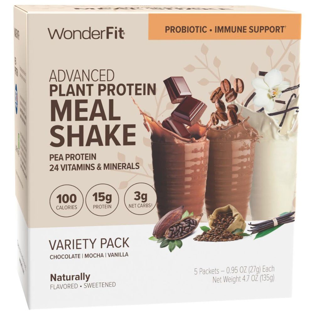Advanced Plant Based Meal Shake Variety Pack (5ct), WonderFit