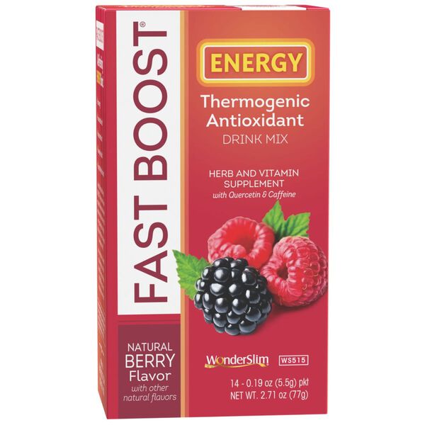 WonderSlim FAST-BOOST Energy Drink Mix, Natural Berry (14ct) image number null