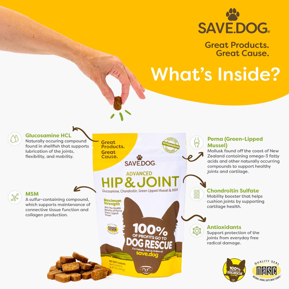 Advanced Hip & Joint Supplement for Dogs Maximum Strength (60ct) 19.
