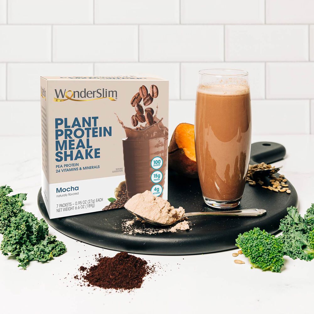 Plant Protein Meal Replacement Shake, Mocha (7ct), WonderSlim